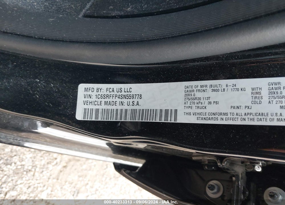 2025 RAM 1500 VIN: 1C6SRFFP4SN559778