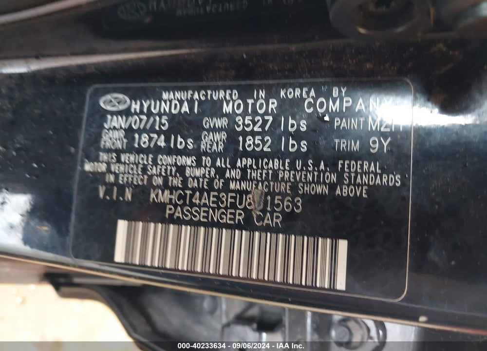 2015 HYUNDAI ACCENT GLS VIN: KMHCT4AE3FU861563