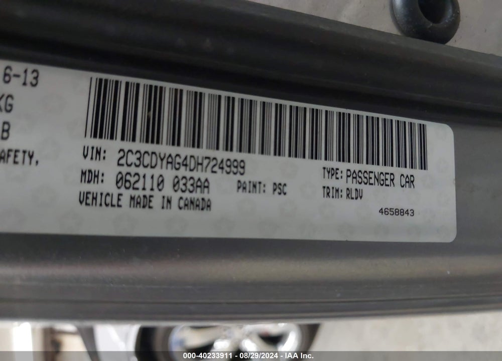 2013 DODGE CHALLENGER SXT PLUS VIN: 2C3CDYAG4DH724999