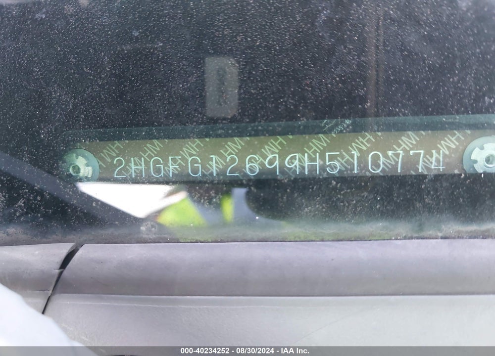 2009 HONDA CIVIC LX VIN: 2HGFG12699H510774