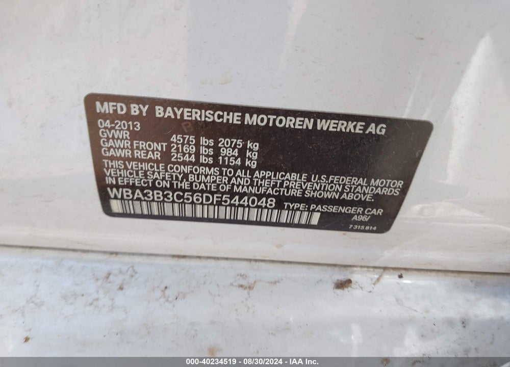 2013 BMW 328I XDRIVE VIN: WBA3B3C56DF544048
