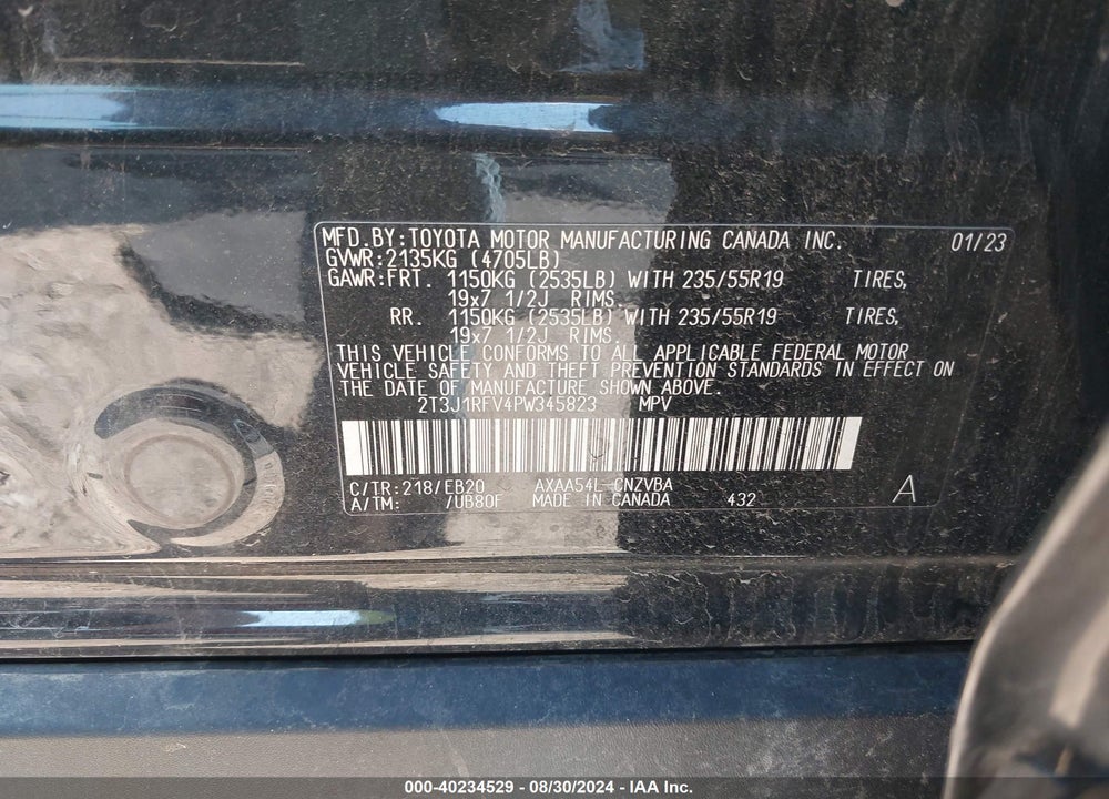 2023 TOYOTA RAV4 VIN: 2T3J1RFV4PW345823