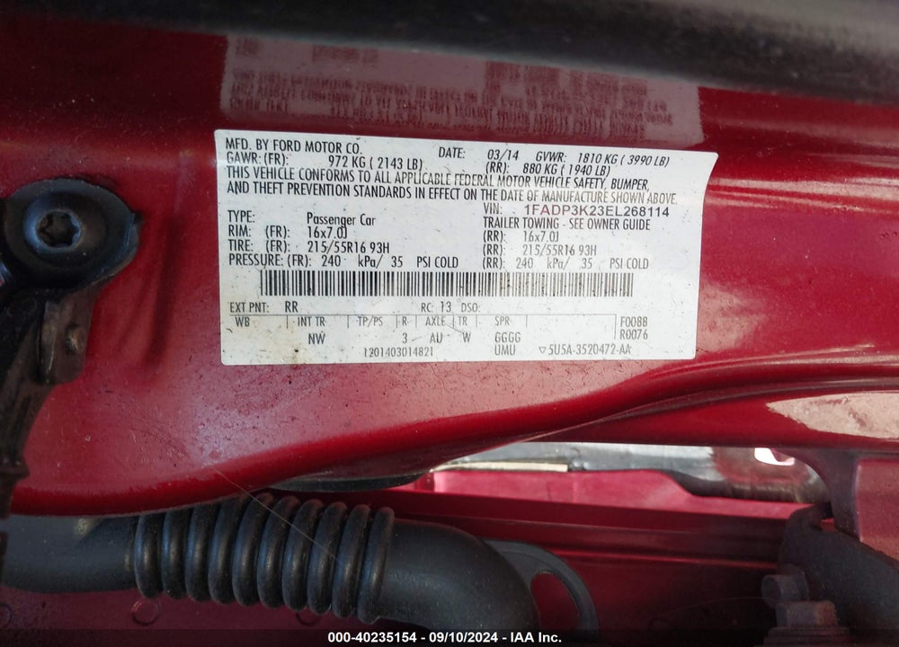 2014 FORD FOCUS SE VIN: 1FADP3K23EL268114
