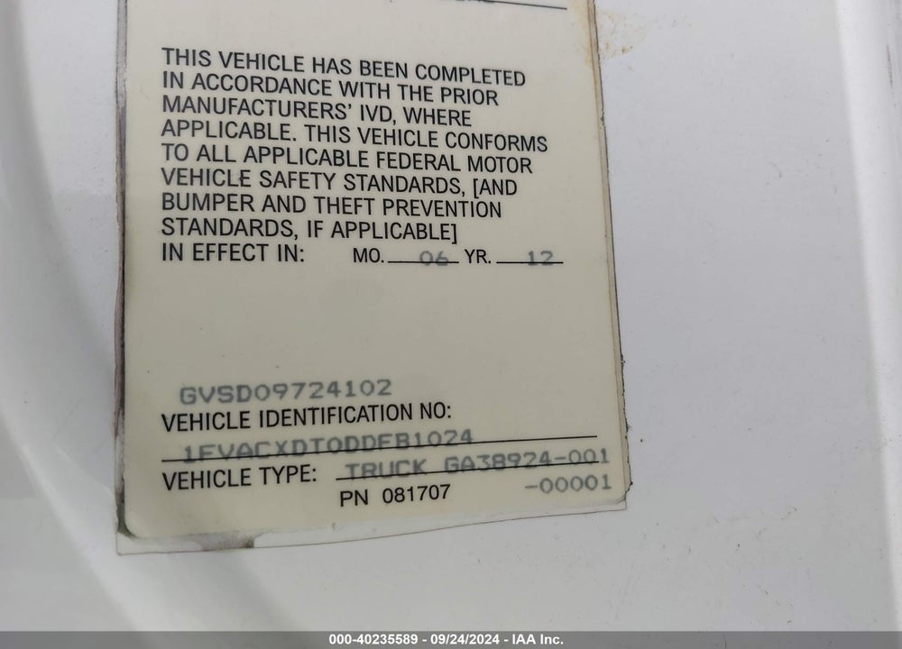 2013 FREIGHTLINER M2 106 MEDIUM DUTY VIN: 1FVACXDT0DDFB1024