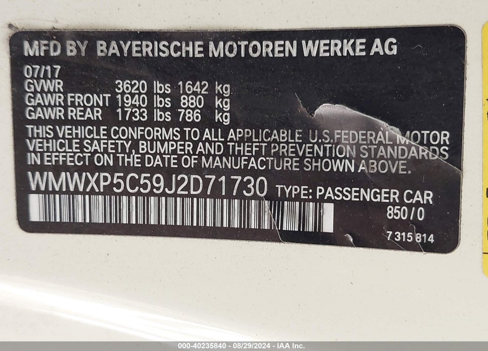 2018 MINI HARDTOP COOPER/OXFORD EDITION VIN: WMWXP5C59J2D71730