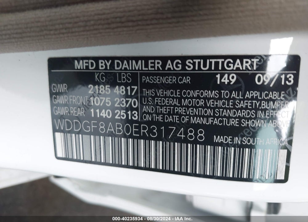 2014 MERCEDES-BENZ C 300 LUXURY 4MATIC/SPORT 4MATIC VIN: WDDGF8AB0ER317488