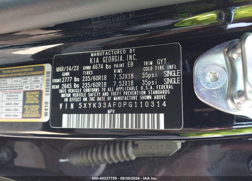 2023 KIA SPORTAGE EX VIN: 5XYK33AF0PG110314