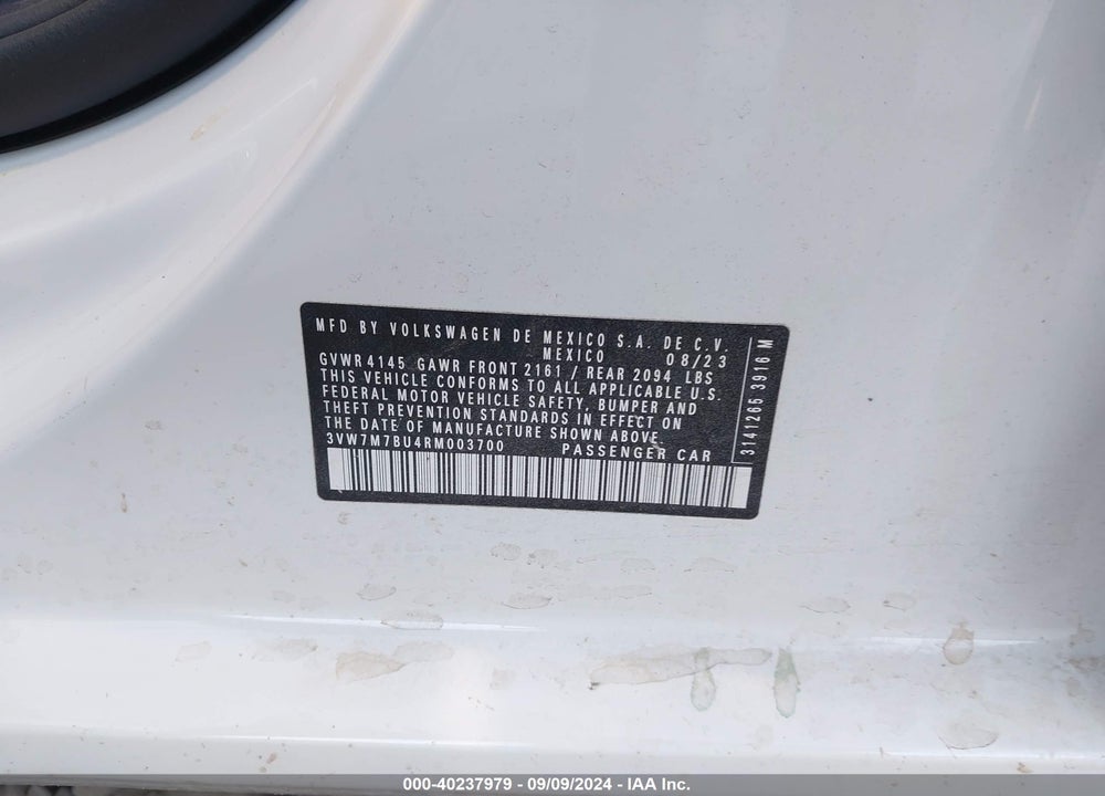 2024 VOLKSWAGEN JETTA 1.5T SE VIN: 3VW7M7BU4RM003700