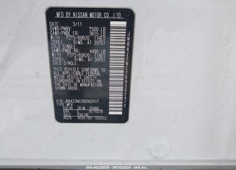 2011 INFINITI QX56 VIN: JN8AZ2NC2B9302417
