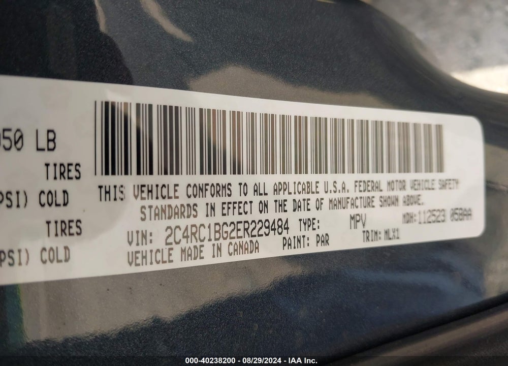 2014 CHRYSLER TOWN & COUNTRY TOURING VIN: 2C4RC1BG2ER229484