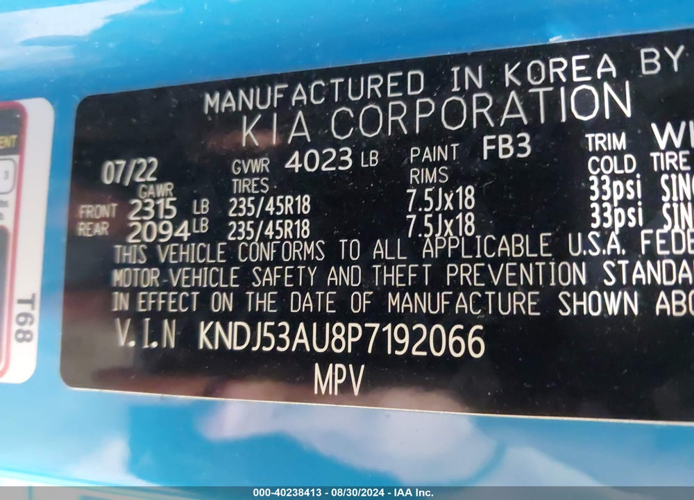 2023 KIA SOUL GT LINE VIN: KNDJ53AU8P7192066