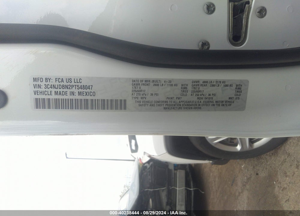 2023 JEEP COMPASS LATITUDE 4X4 VIN: 3C4NJDBN2PT548047