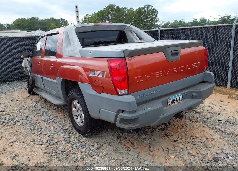 2002 CHEVROLET AVALANCHE 1500 VIN: 3GNEK13T02G168433