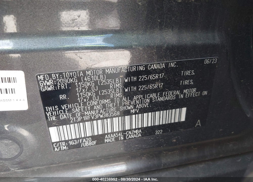 2023 TOYOTA RAV4 XLE VIN: 2T3P1RFV3PW383568