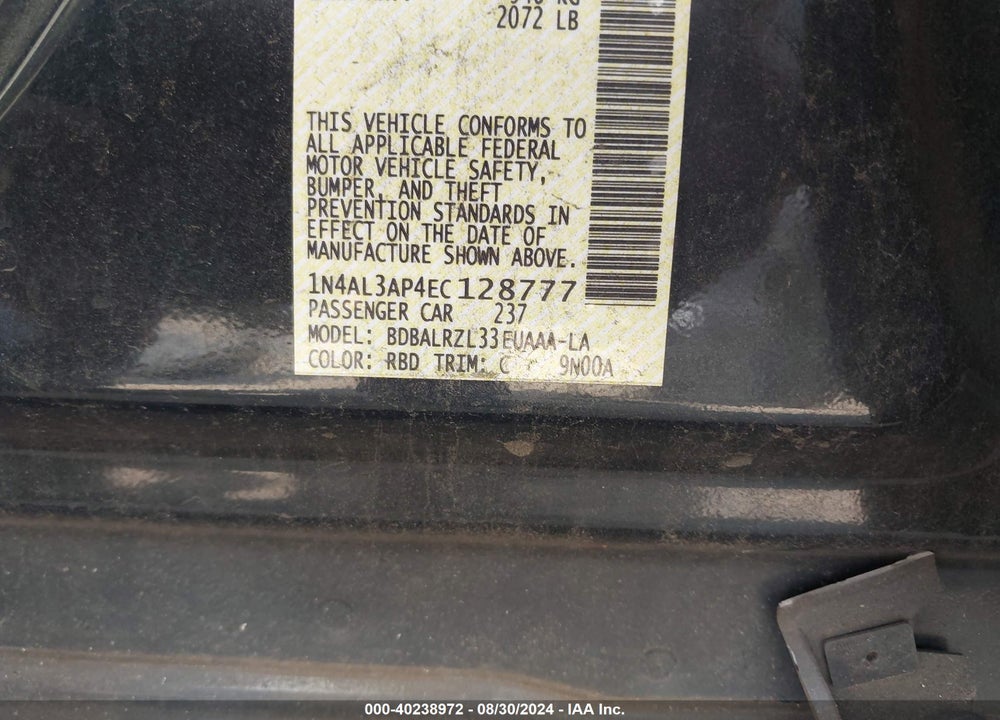 2014 NISSAN ALTIMA 2.5 S VIN: 1N4AL3AP4EC128777