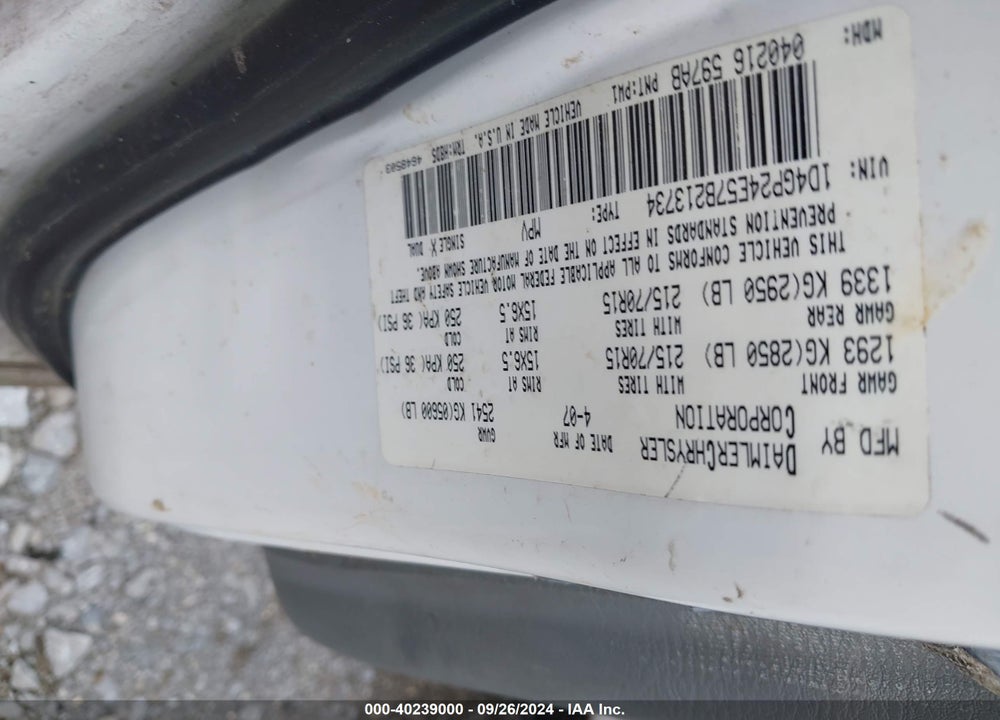 2007 DODGE GRAND CARAVAN SE VIN: 1D4GP24E57B213734