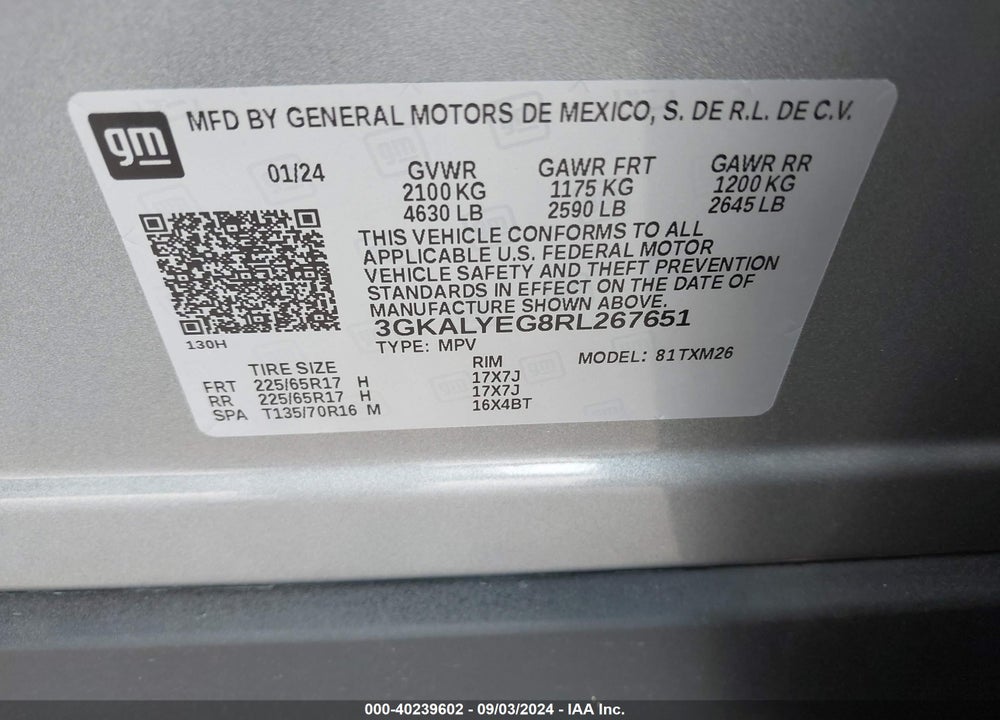 2024 GMC TERRAIN VIN: 3GKALYEG8RL267651
