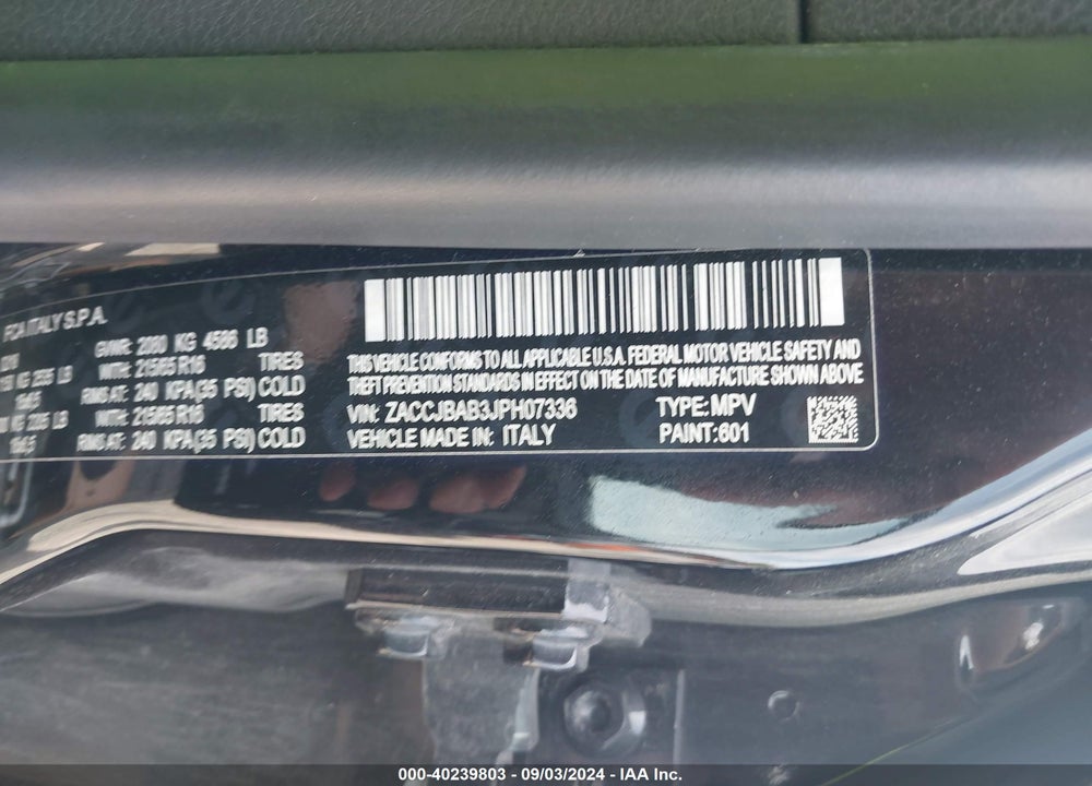 2018 JEEP RENEGADE SPORT 4X4 VIN: ZACCJBAB3JPH07336