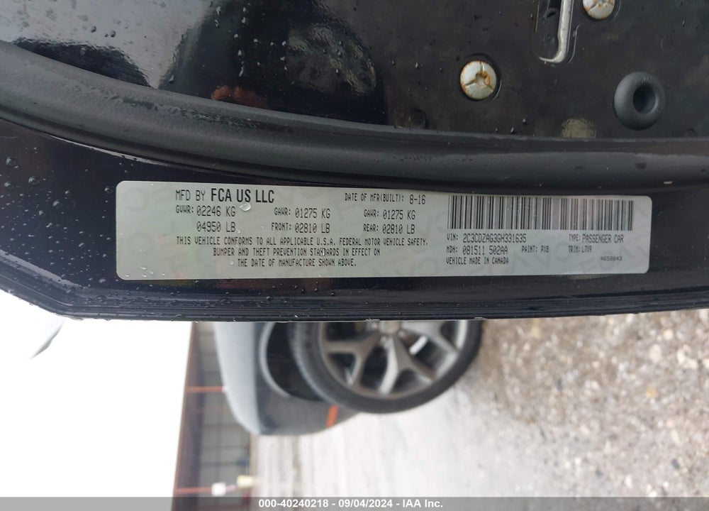 2016 DODGE CHALLENGER SXT VIN: 2C3CDZAG3GH331635
