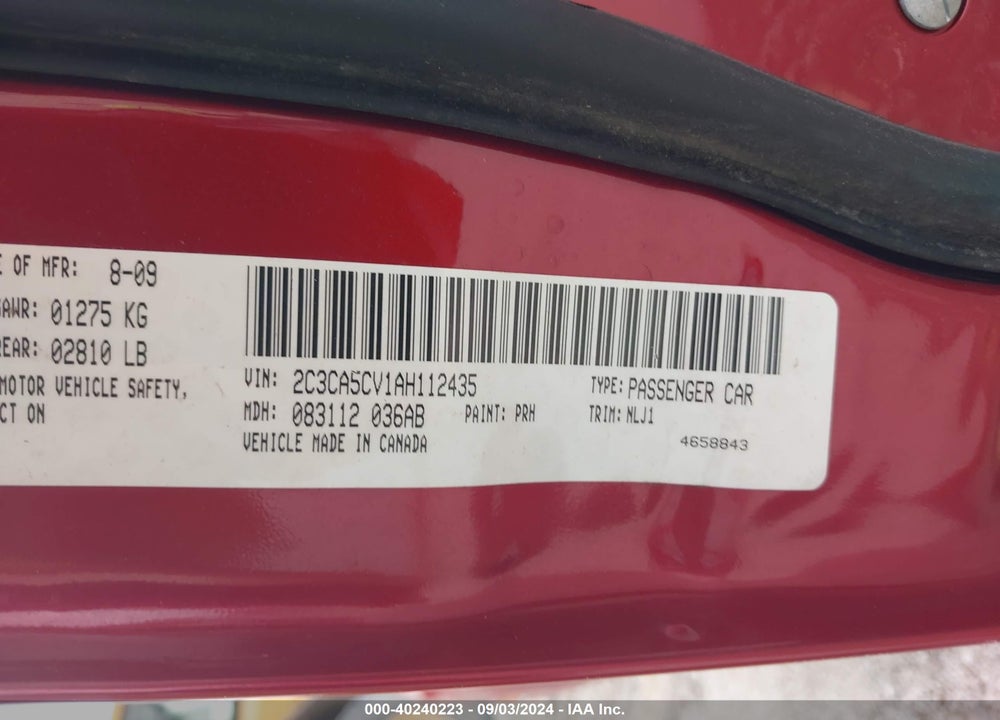 2010 CHRYSLER 300 TOURING/SIGNATURE SERIES/EXECUTIVE SERIES VIN: 2C3CA5CV1AH112435