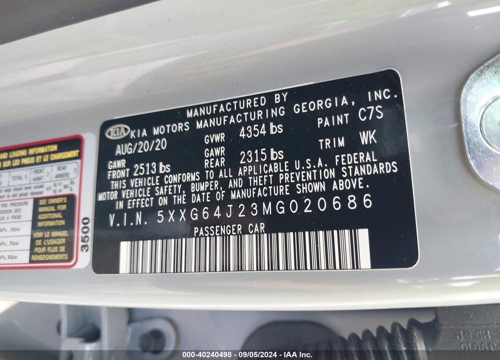 2021 KIA K5 GT LINE VIN: 5XXG64J23MG020686