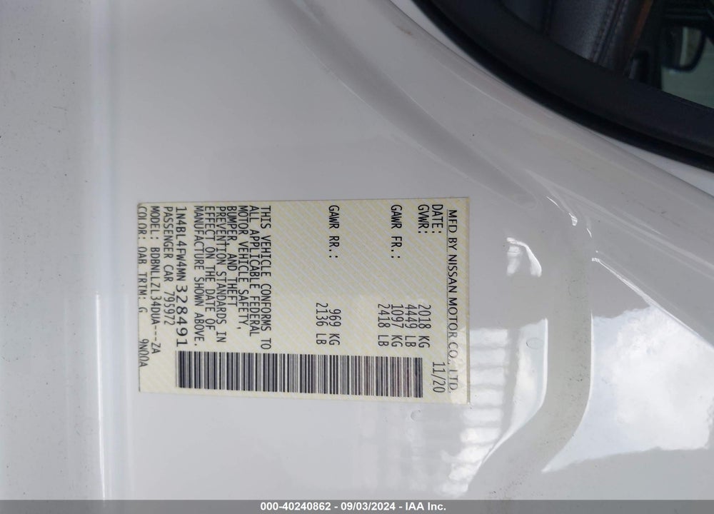 2021 NISSAN ALTIMA PLATINUM INTELLIGENT AWD VIN: 1N4BL4FW4MN328491