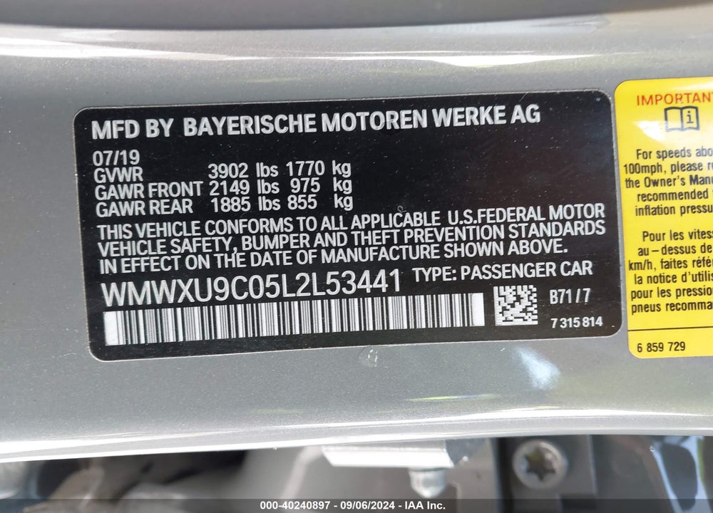2020 MINI HARDTOP COOPER S VIN: WMWXU9C05L2L53441