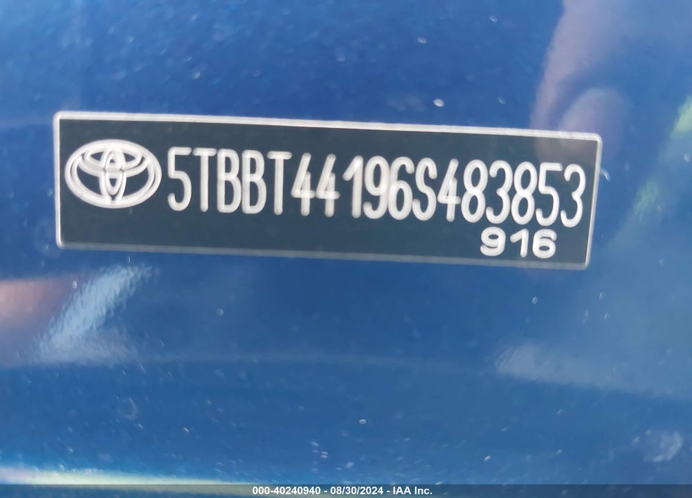 2006 TOYOTA TUNDRA SR5 V8 VIN: 5TBBT44196S483853