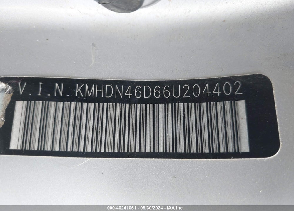 2006 HYUNDAI ELANTRA GLS/LIMITED VIN: KMHDN46D66U204402