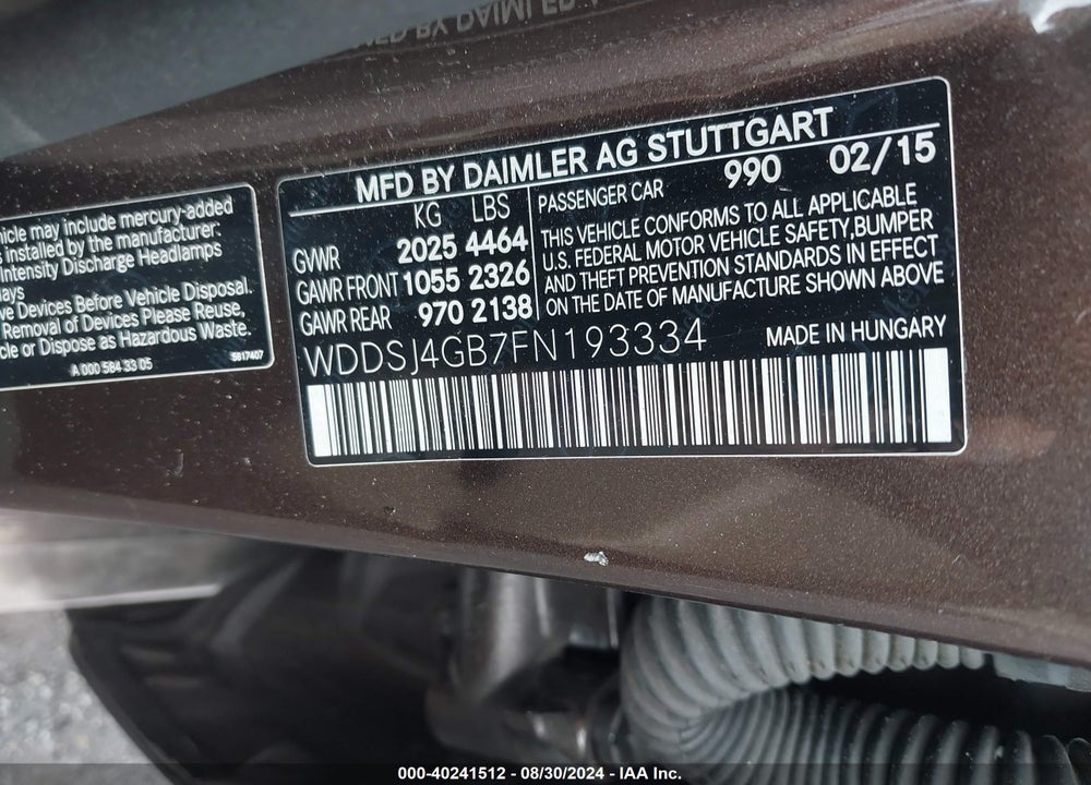 2015 MERCEDES-BENZ CLA 250 4MATIC VIN: WDDSJ4GB7FN193334