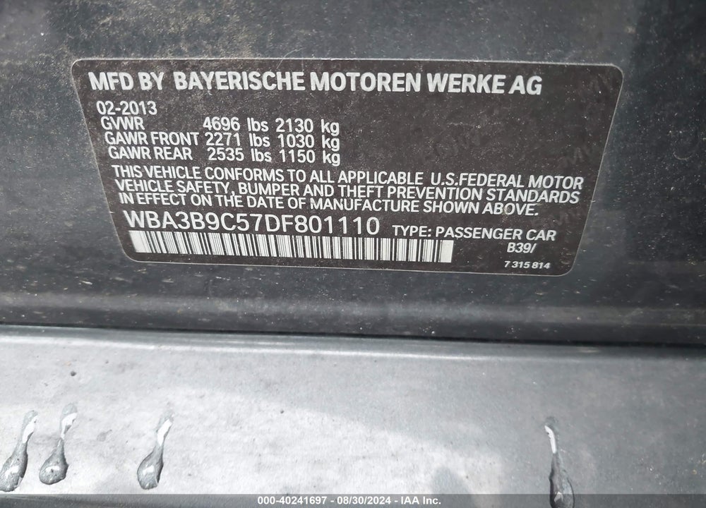 2013 BMW 335I XDRIVE VIN: WBA3B9C57DF801110