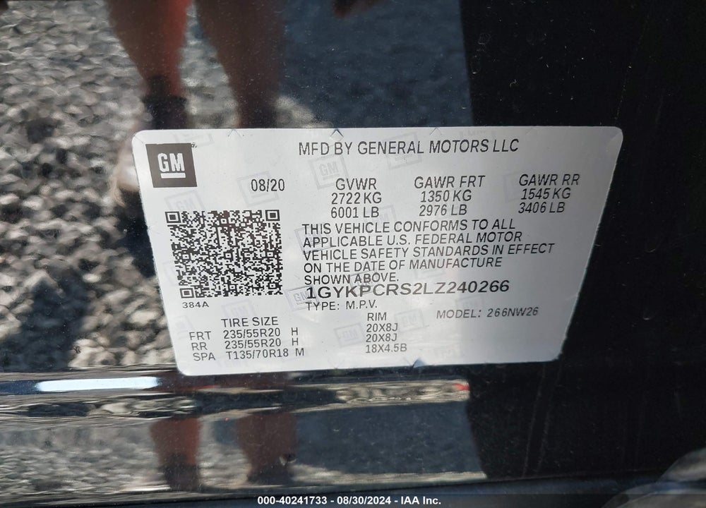 2020 CADILLAC XT6 FWD PREMIUM LUXURY VIN: 1GYKPCRS2LZ240266