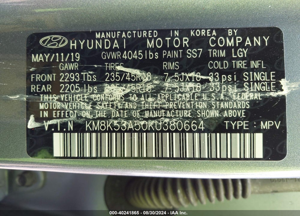 2019 HYUNDAI KONA ULTIMATE VIN: KM8K53A50KU380664