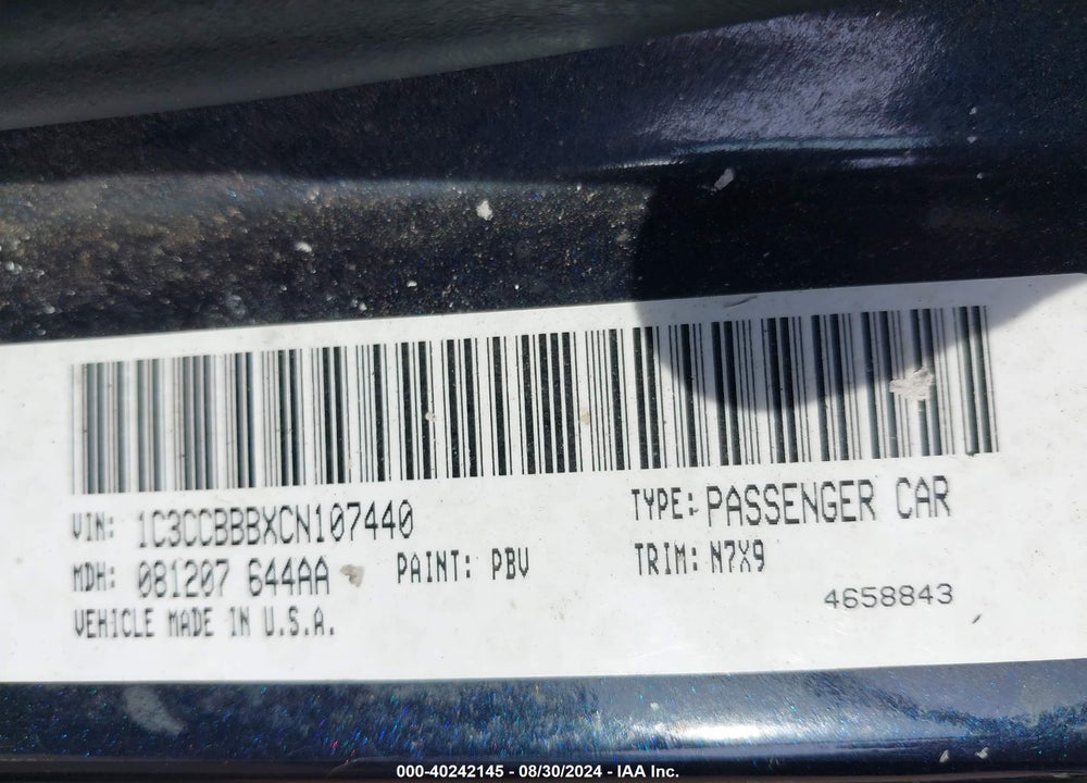 2012 CHRYSLER 200 TOURING VIN: 1C3CCBBBXCN107440