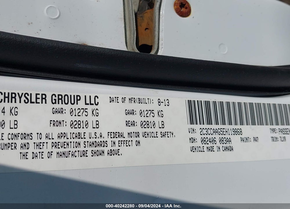 2014 CHRYSLER 300 VIN: 2C3CCAAG5EH119868