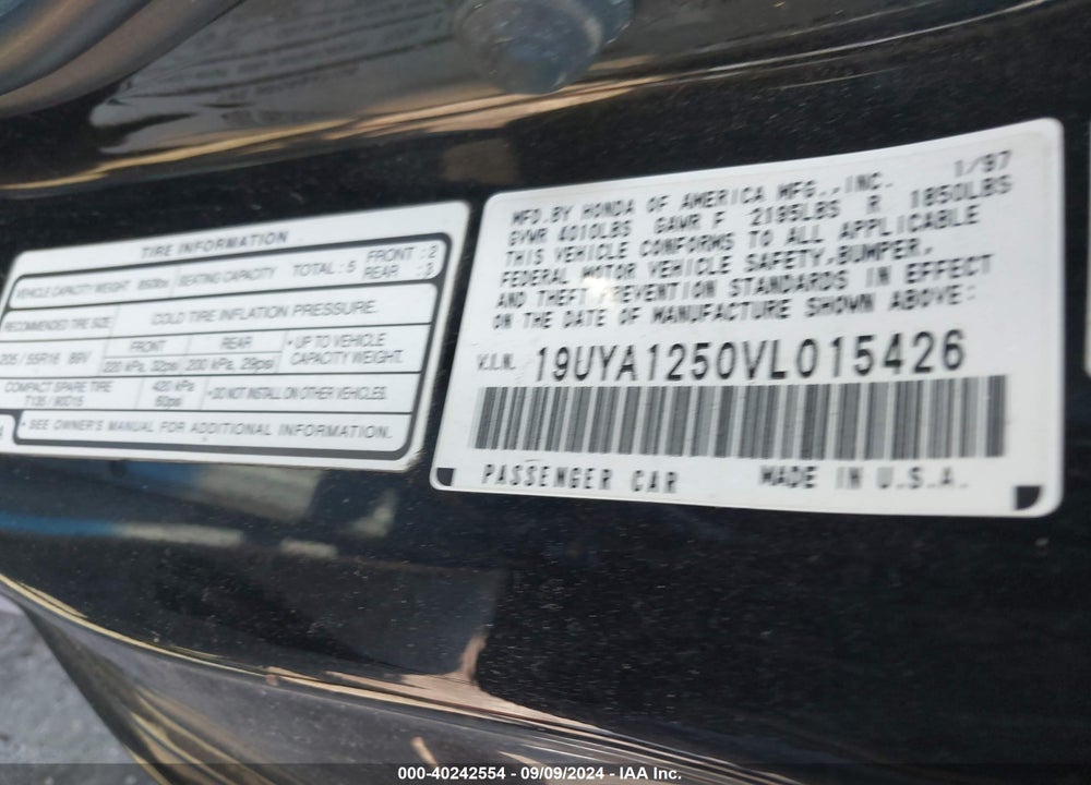 1997 ACURA CL 2.2 VIN: 19UYA1250VL015426