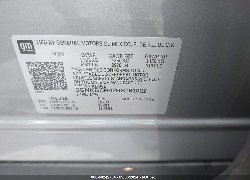 2024 CHEVROLET BLAZER FWD 2LT VIN: 3GNKBCR42RS161022
