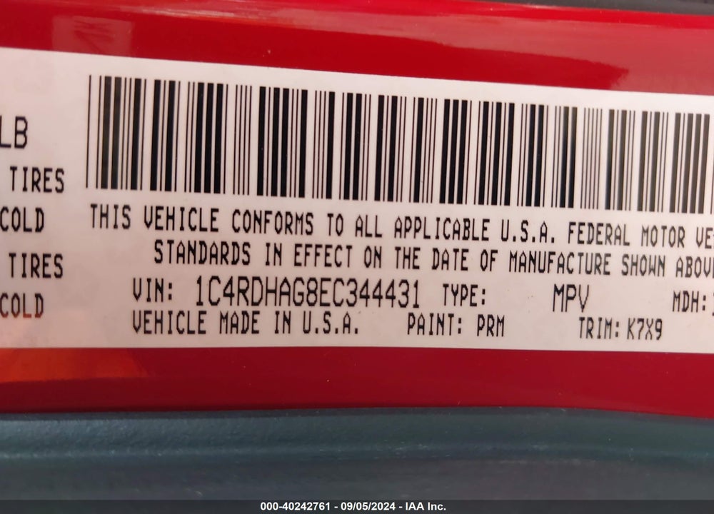 2014 DODGE DURANGO SXT VIN: 1C4RDHAG8EC344431