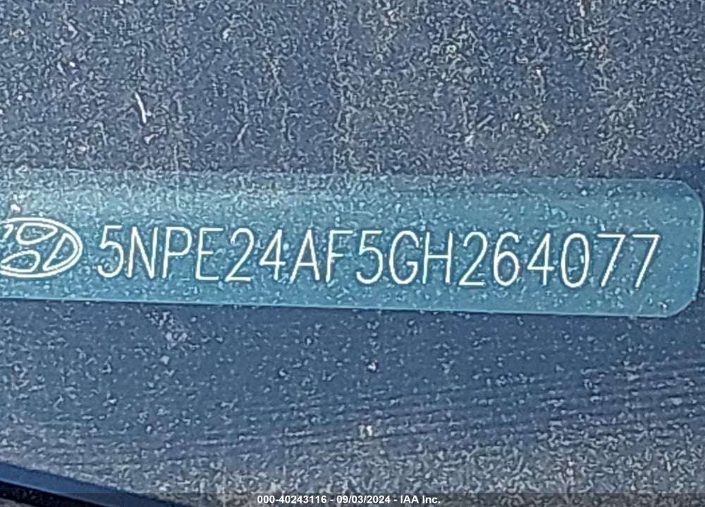 2016 HYUNDAI SONATA SE VIN: 5NPE24AF5GH264077