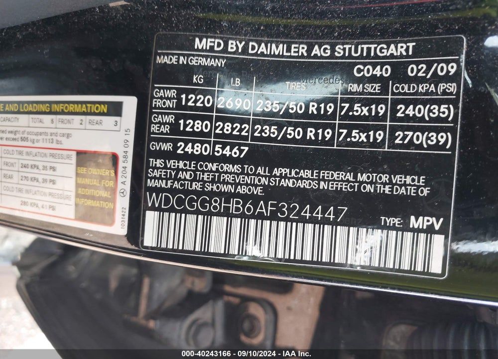 2010 MERCEDES-BENZ GLK 350 4MATIC VIN: WDCGG8HB6AF324447