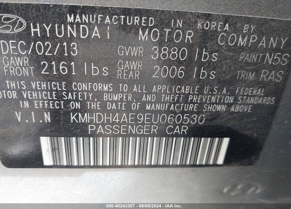 2014 HYUNDAI ELANTRA LIMITED VIN: KMHDH4AE9EU060530