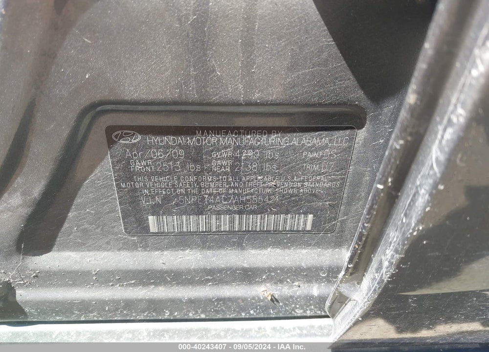 2010 HYUNDAI SONATA GLS VIN: 5NPET4AC7AH585421