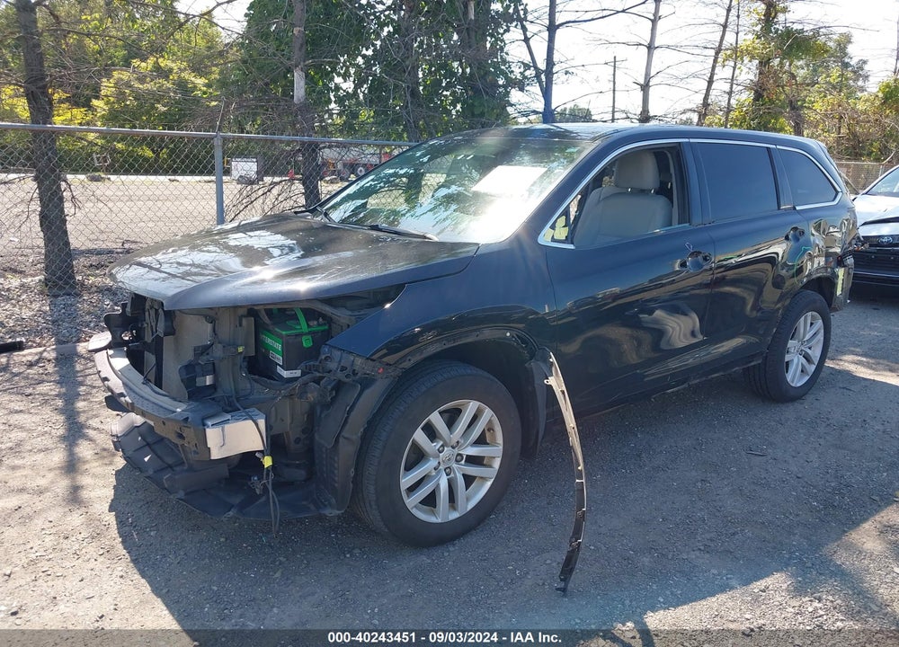 2015 TOYOTA HIGHLANDER LE V6 VIN: 5TDBKRFHXFS126229