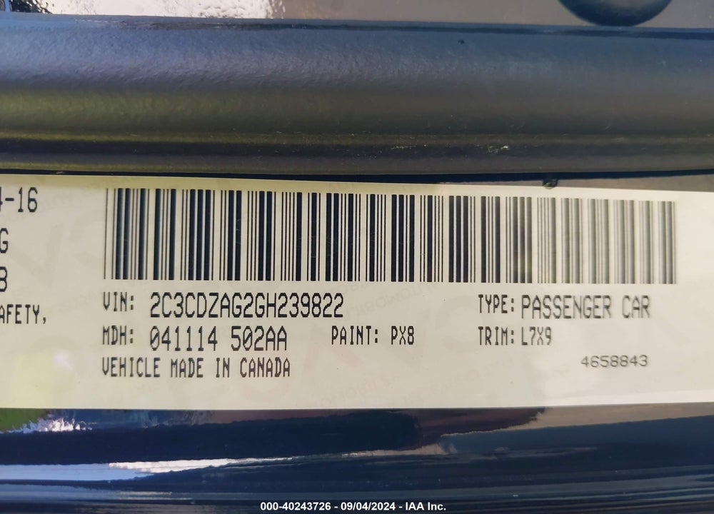 2016 DODGE CHALLENGER SXT VIN: 2C3CDZAG2GH239822