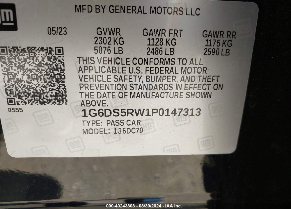 2023 CADILLAC CT5 PREMIUM LUXURY VIN: 1G6DS5RW1P0147313