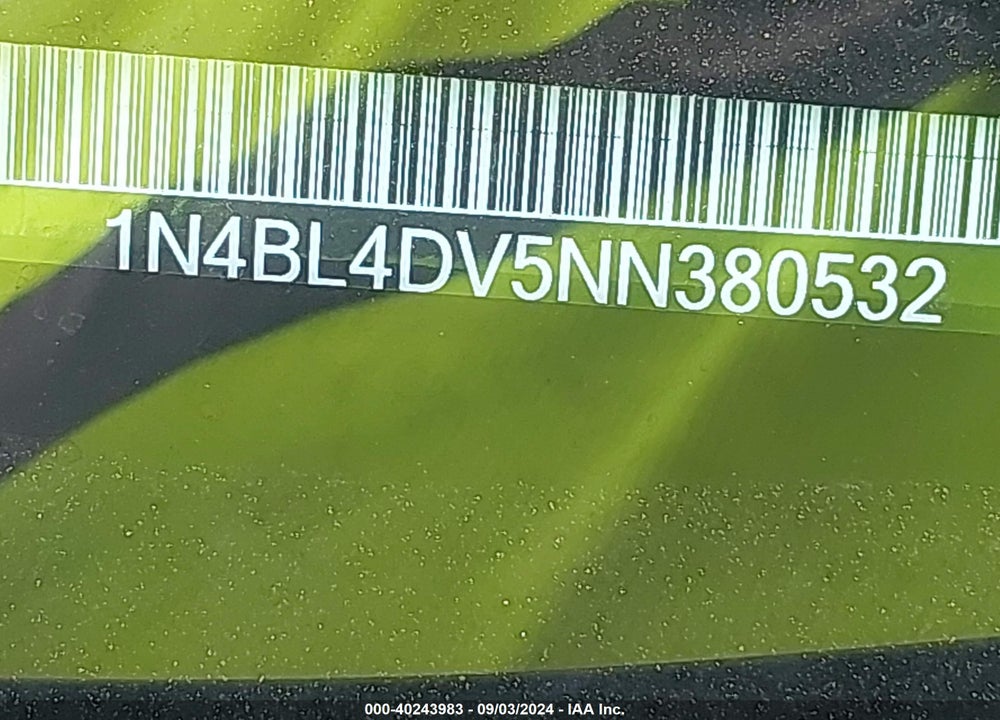 2022 NISSAN ALTIMA SV FWD VIN: 1N4BL4DV5NN380532