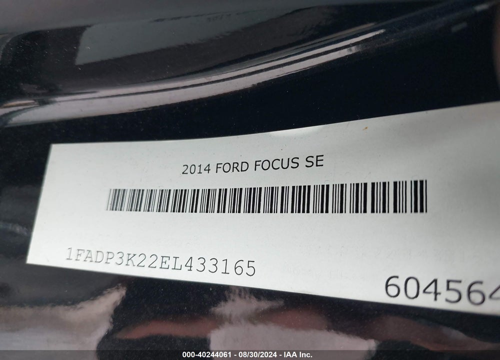 2014 FORD FOCUS VIN: 1FADP3K22EL433165