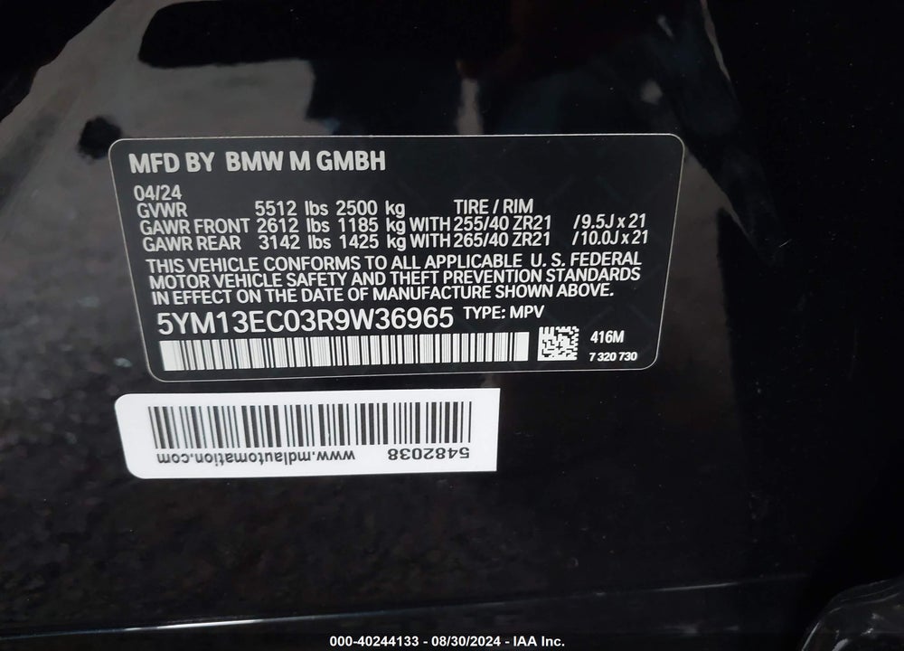 2024 BMW X3 M VIN: 5YM13EC03R9W36965