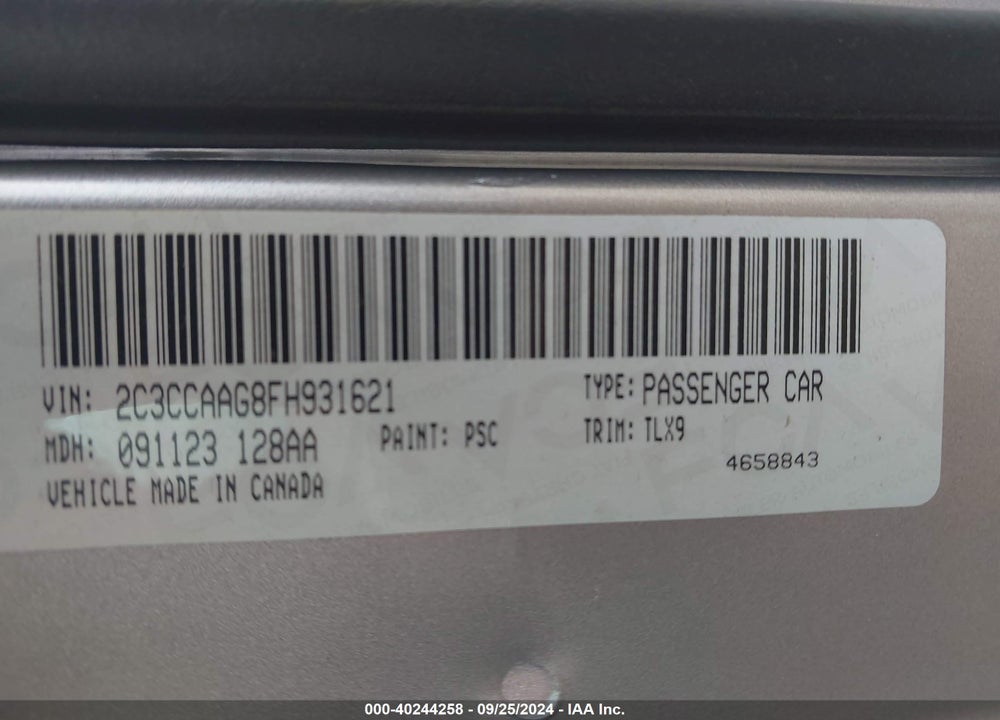 2015 CHRYSLER 300 LIMITED VIN: 2C3CCAAG8FH931621