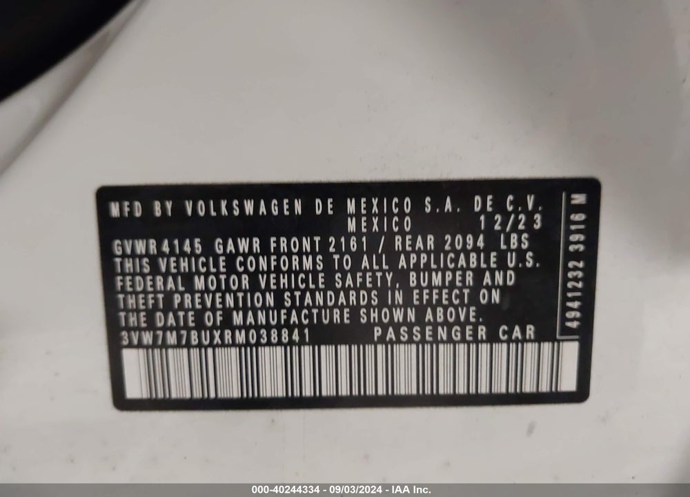 2024 VOLKSWAGEN JETTA 1.5T SE VIN: 3VW7M7BUXRM038841